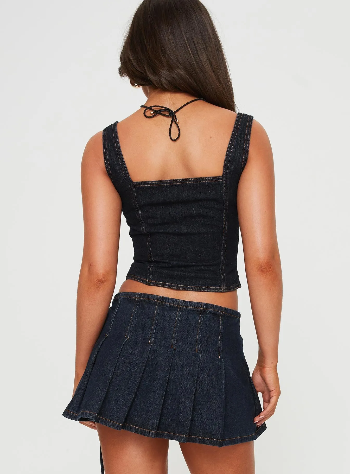 After Hours Corset Top Dark Denim