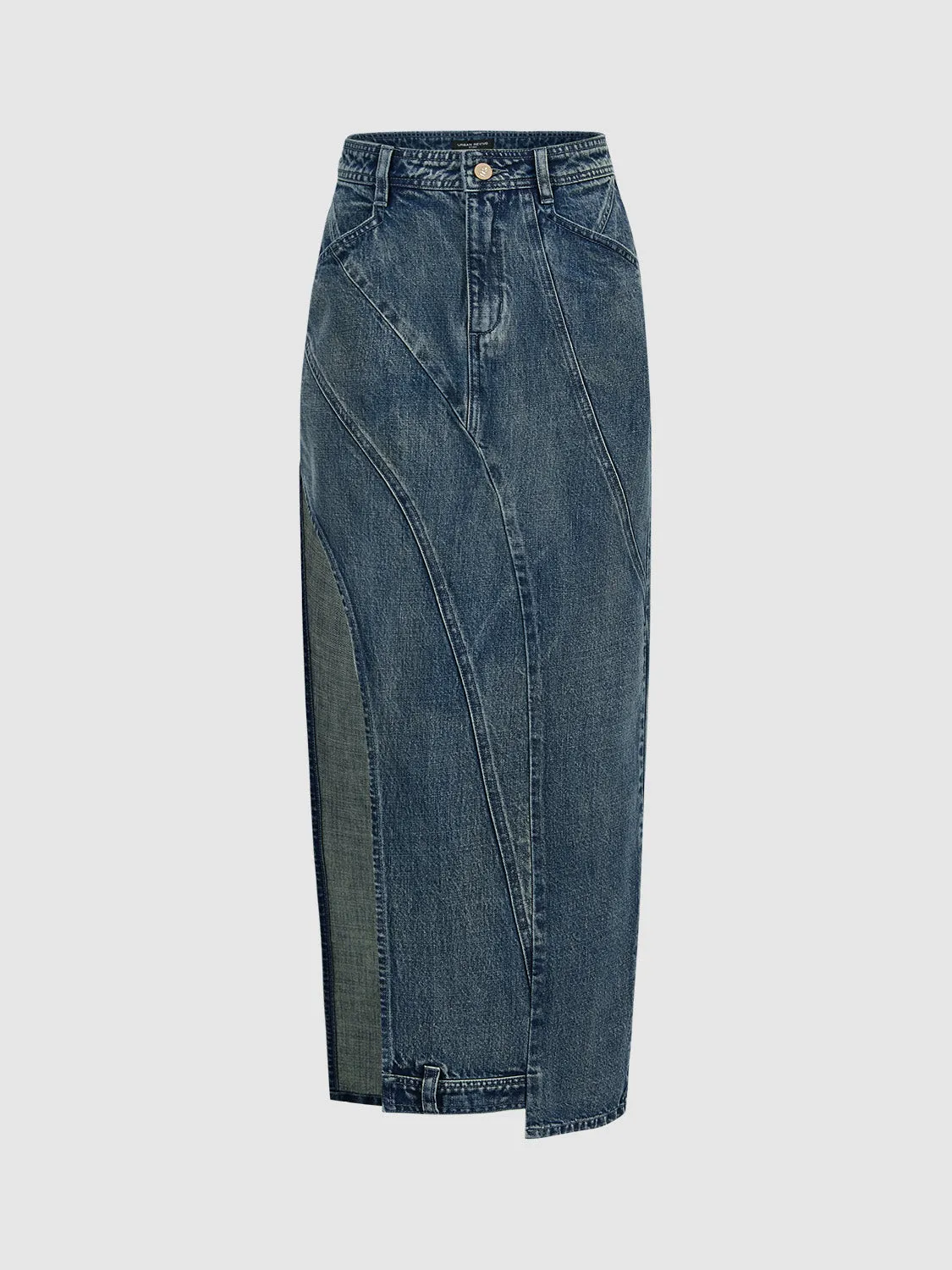 Asymmetric Maxi Denim Skirt