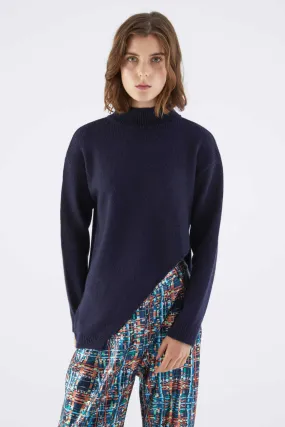 Asymmetric Sweater Navy Blue