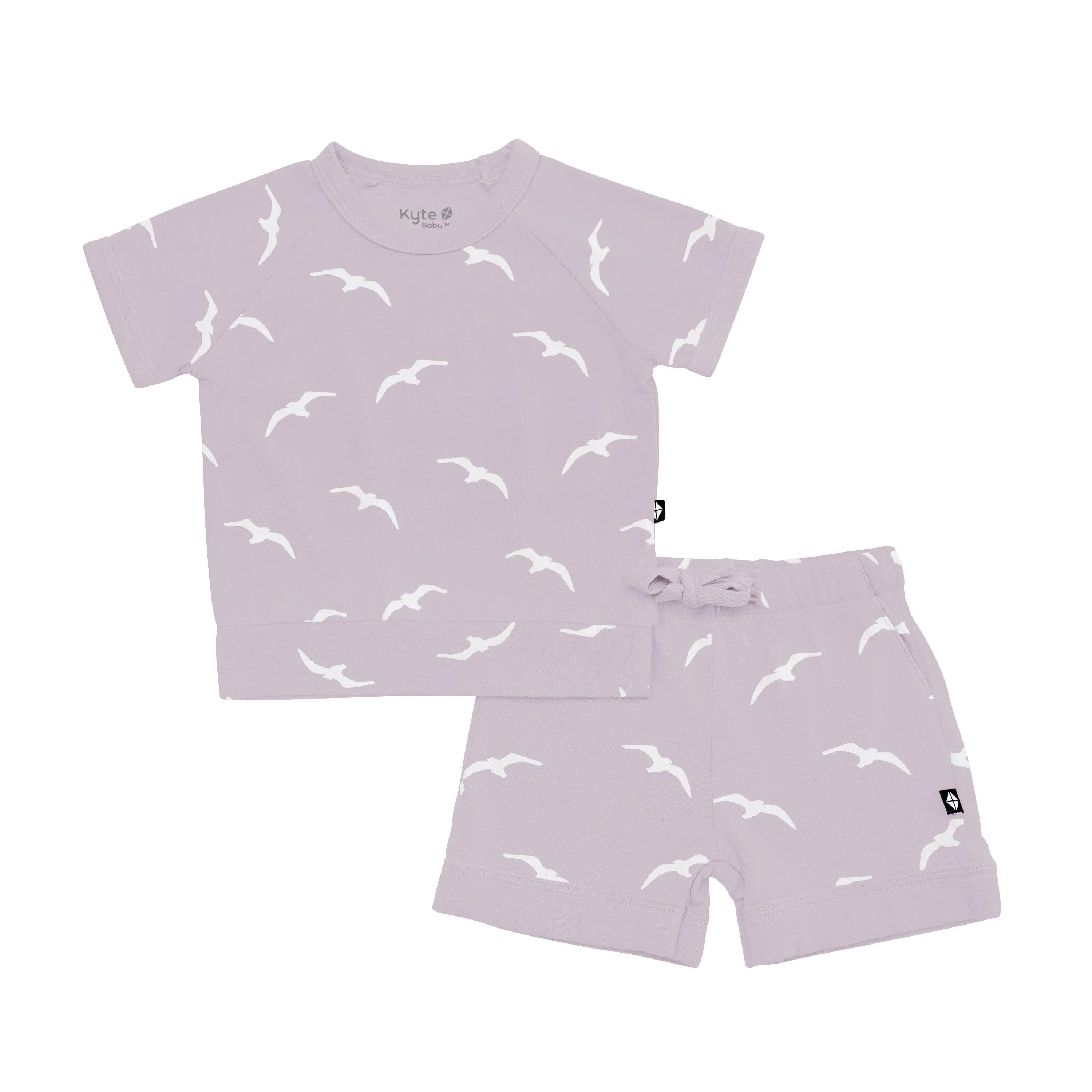 Bamboo Jersey Short Sleeve Jogger Set in Seagull