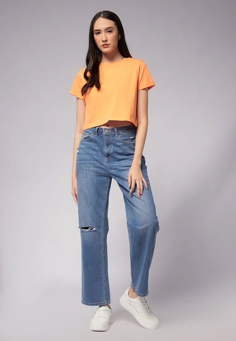 Basic Cropped Cotton T-Shirt