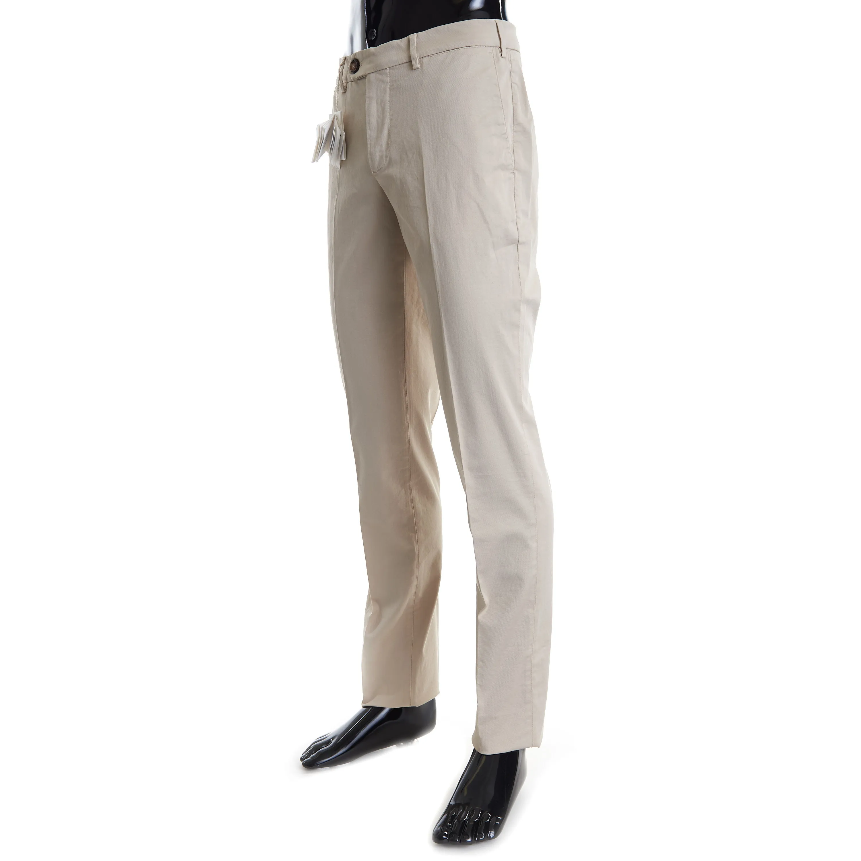 Beige Italian Fit Trousers / Pants - Pima Comfort Cotton Gabardine