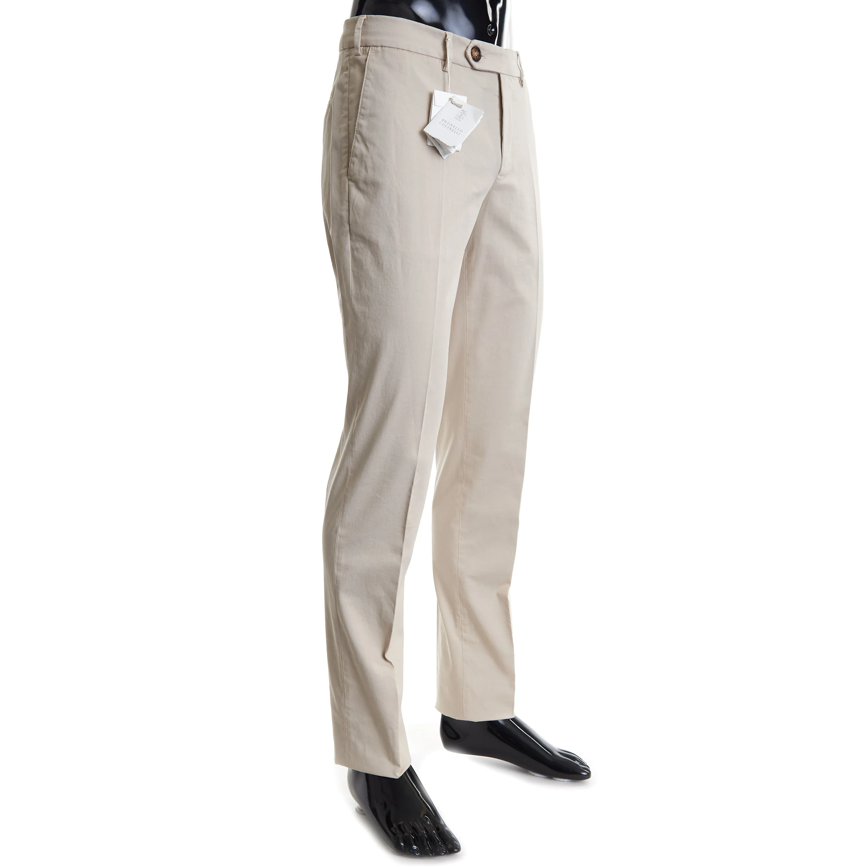 Beige Italian Fit Trousers / Pants - Pima Comfort Cotton Gabardine