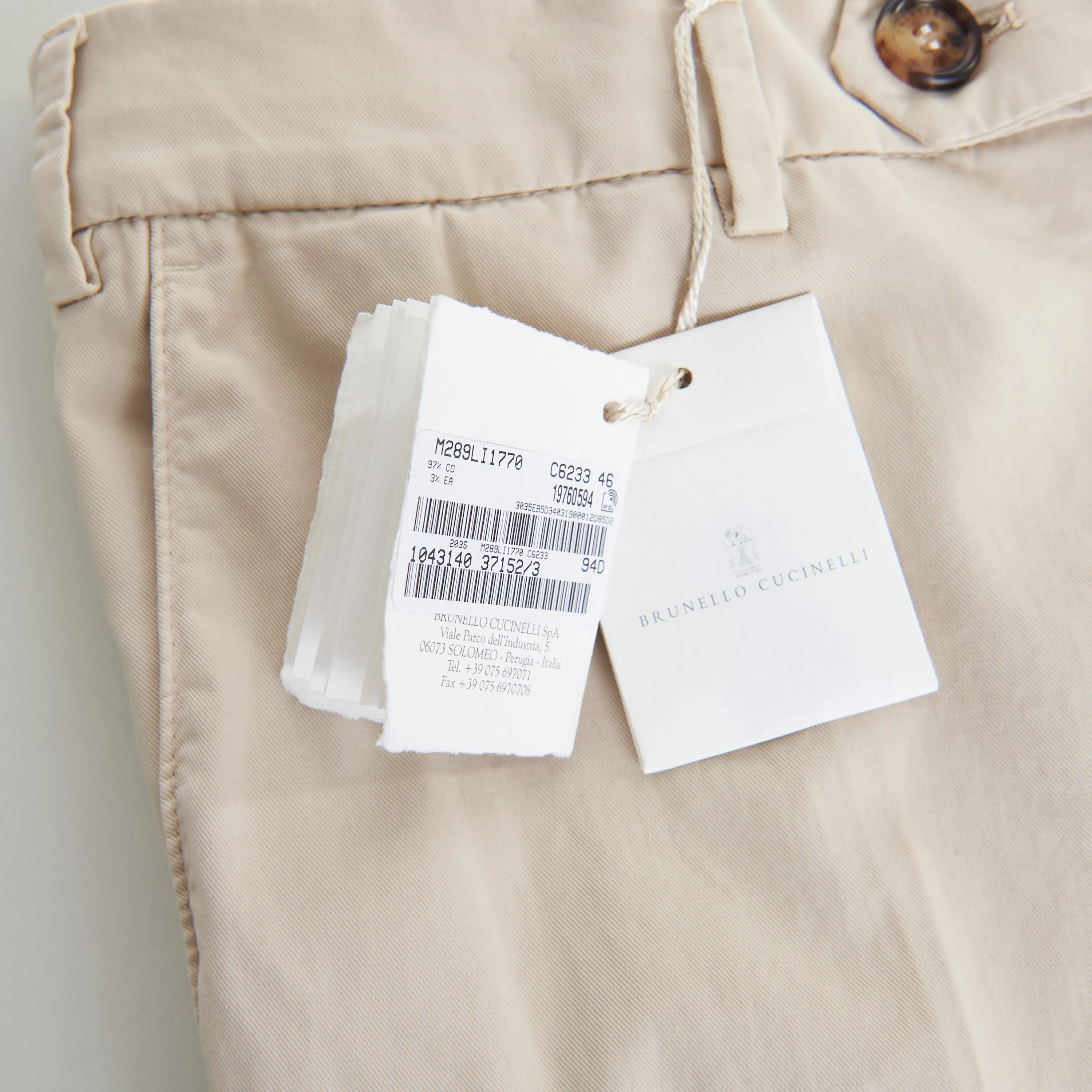 Beige Italian Fit Trousers / Pants - Pima Comfort Cotton Gabardine