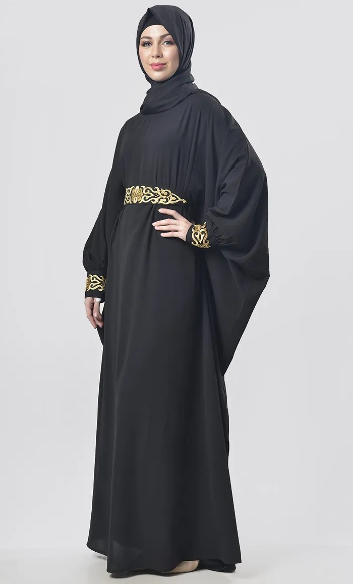 Black Aari Work Detailing Abaya