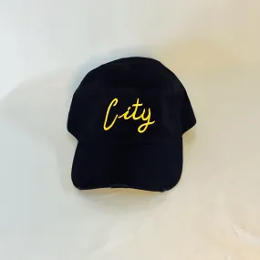 City Cursive Distressed Baseball Hat