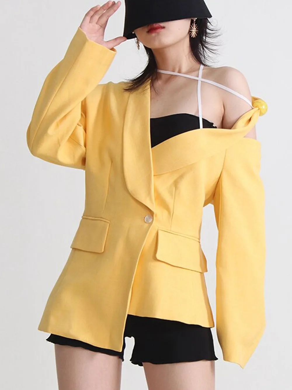 DEIDE Asymmetric Blazer in Yellow