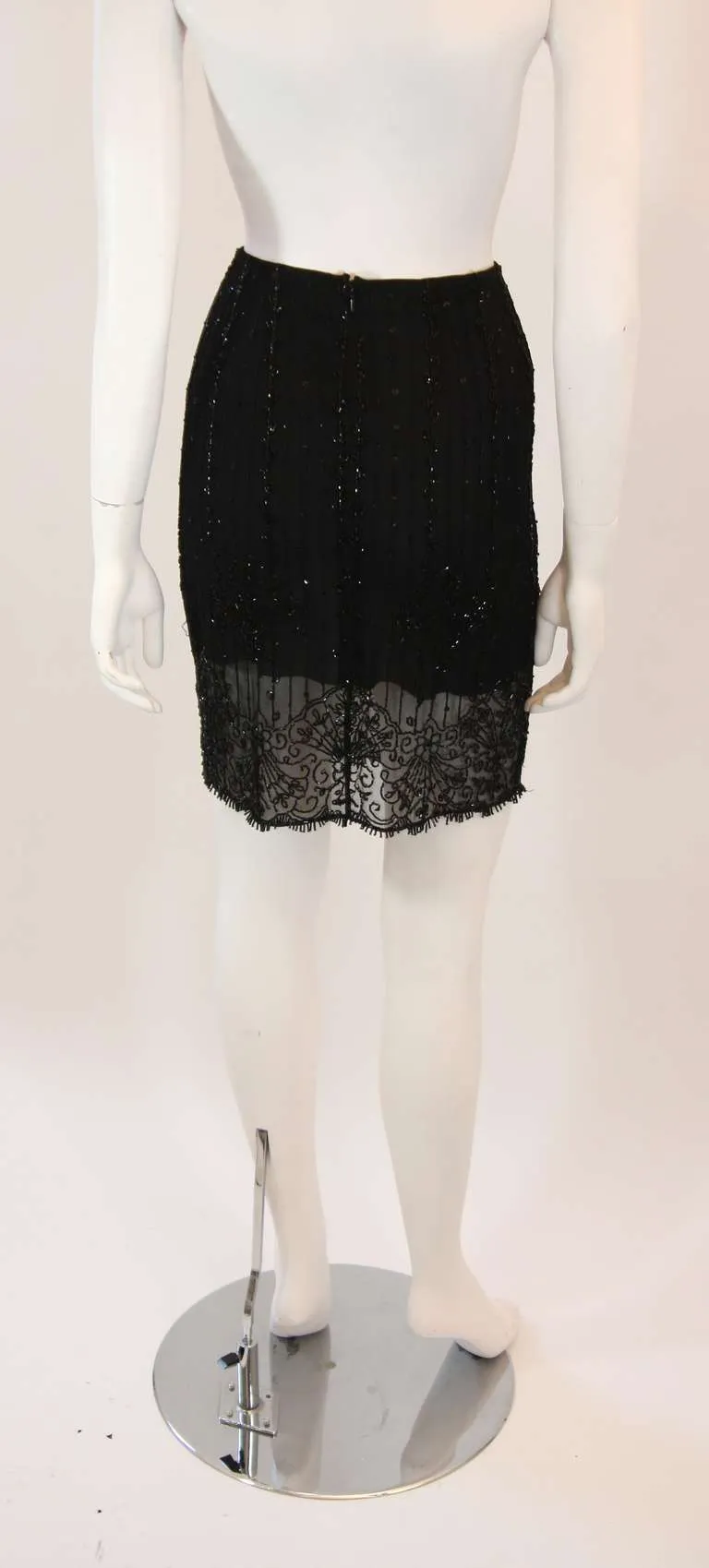 EMANUEL UNGARO Black Embellished Skirt Size Small