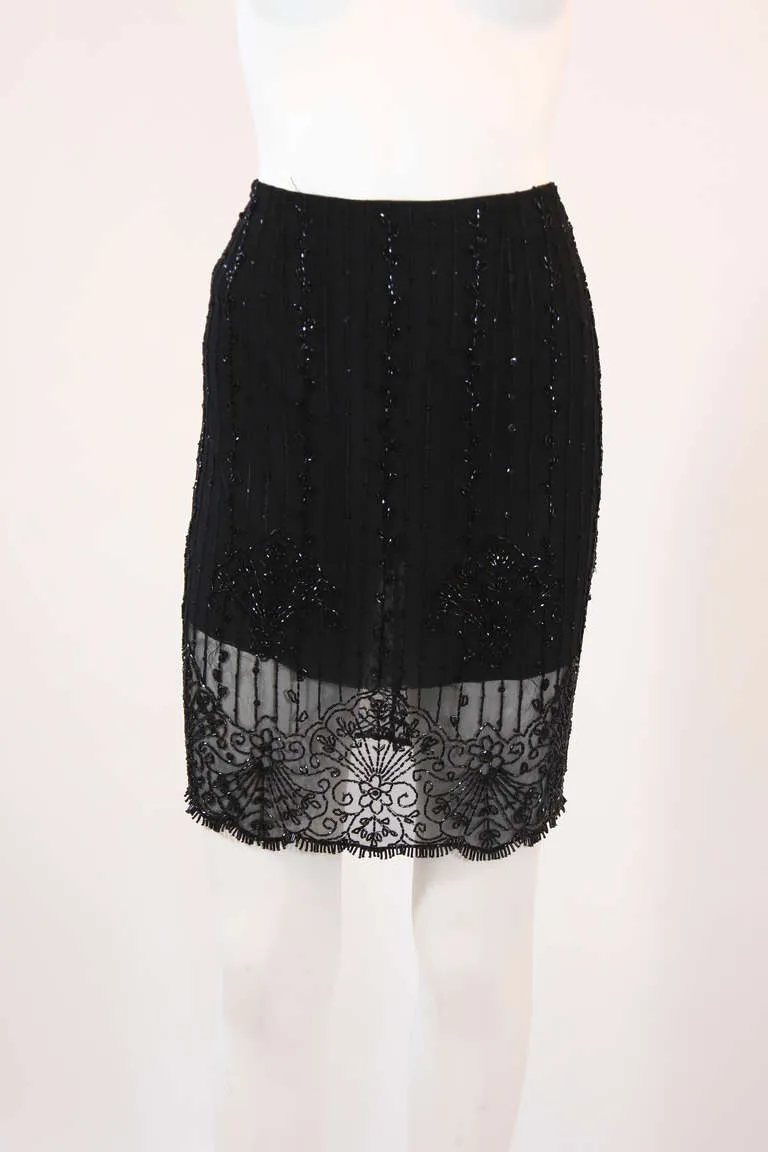 EMANUEL UNGARO Black Embellished Skirt Size Small