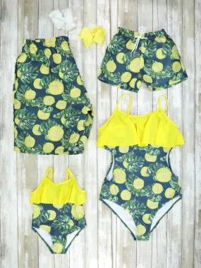 Family Dark Green Lemon Swimsuit