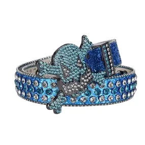 Gengar Metal Buckle Blue Strap With Crystal & Blue Studded Rhinestone Belt