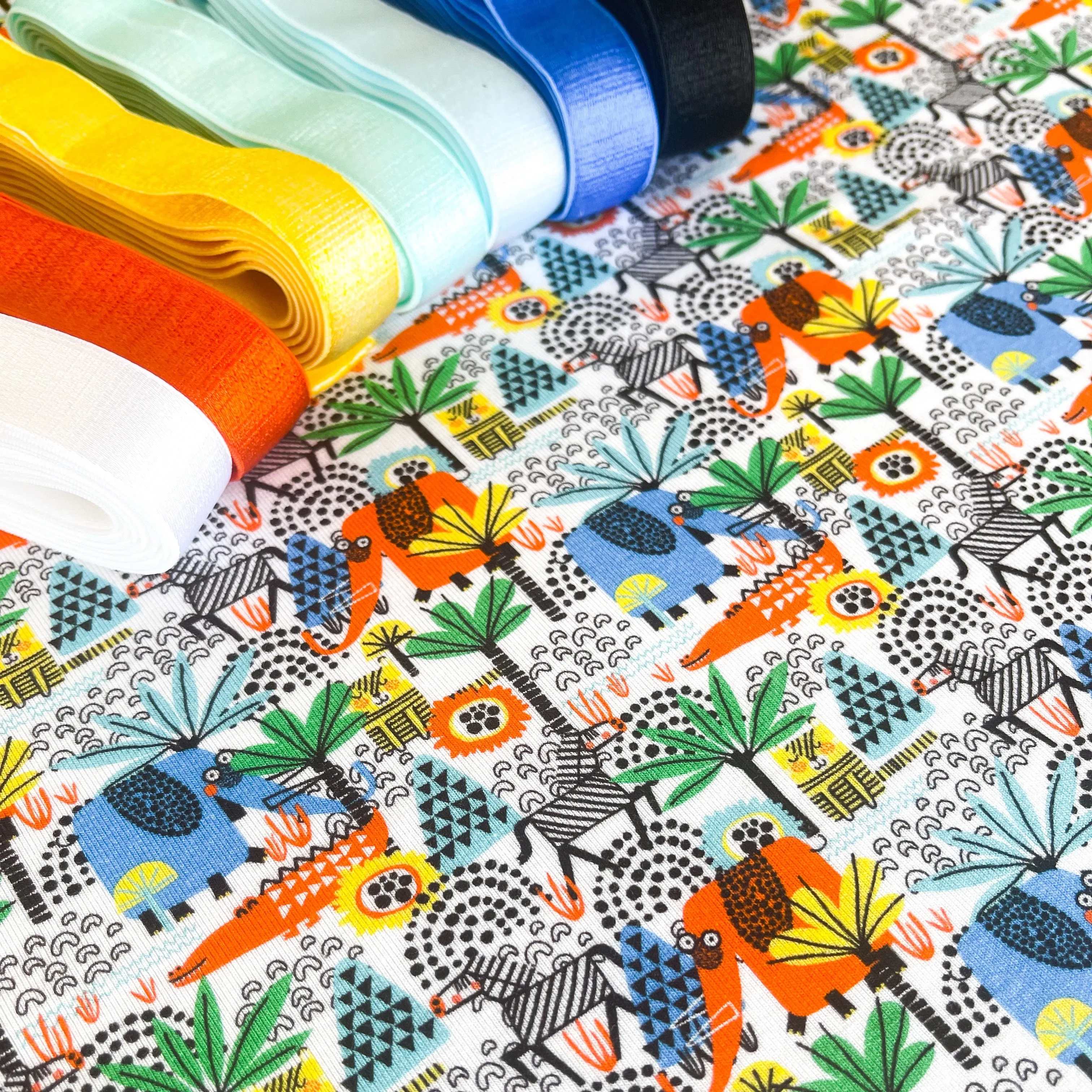 Jungle Playground Bamboo Jersey Print Yardage