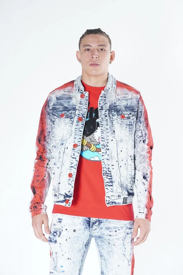 M1038 Paint Stroke Denim Jacket - Light Wash