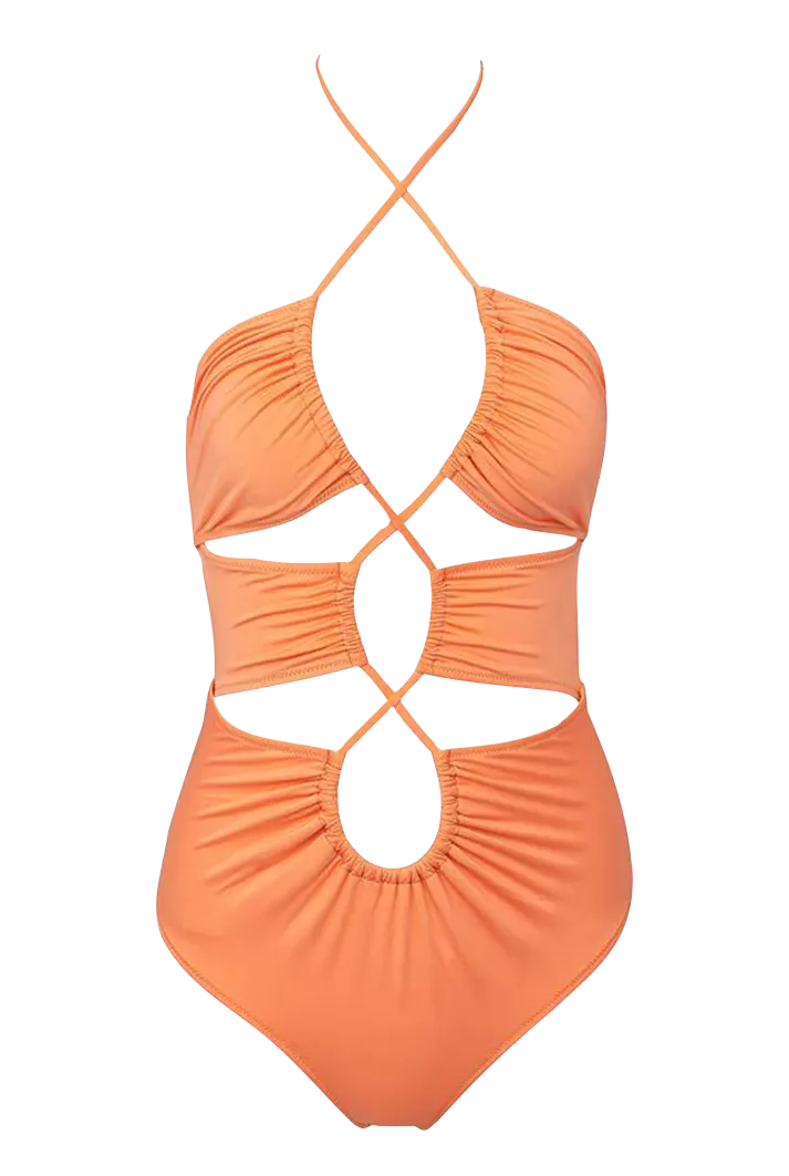 Naomi Orange Cutout One Piece Swimsuit