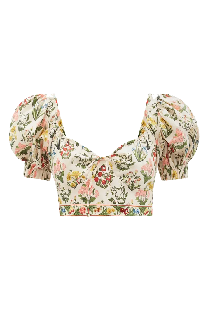 Palmarosa Magdalena-print cotton crop top