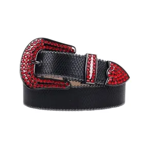 Rhinestone Black Strap With Red Studded Belt