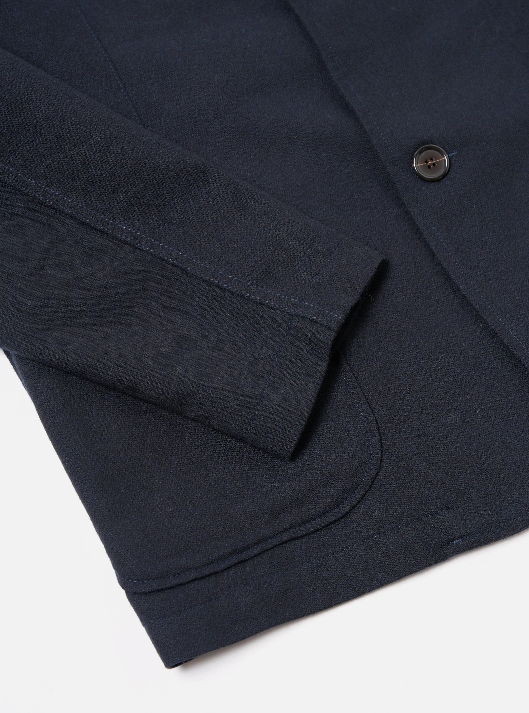 Universal Works Two Button Jacket in Navy Upcycled Italian Tweed