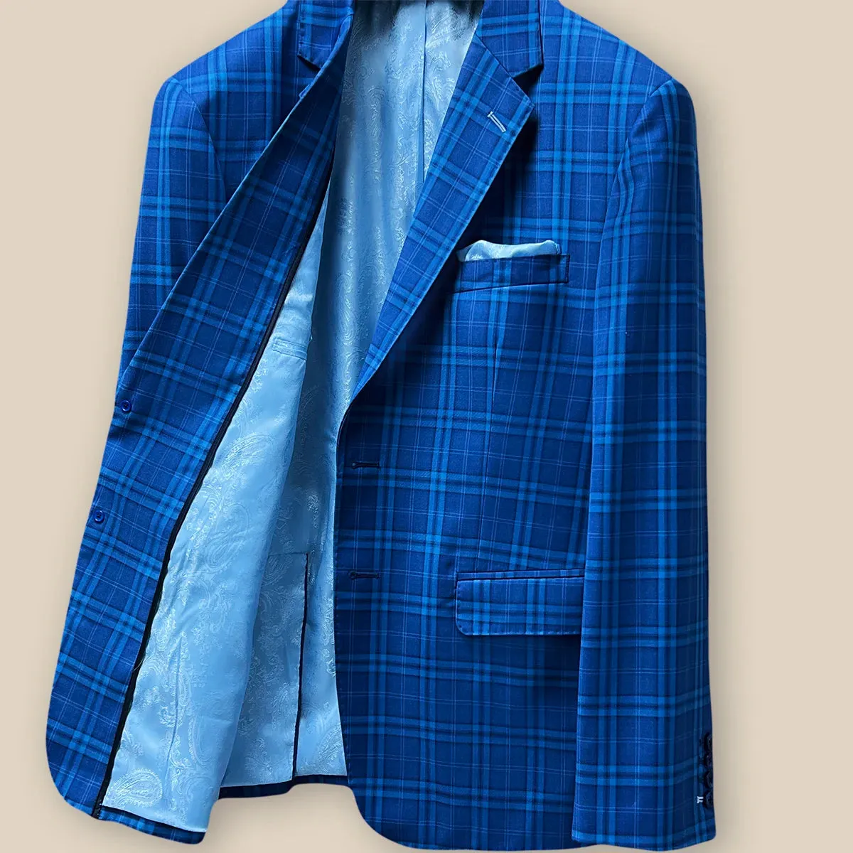 Westwood Hart Cobalt Blue Plaid Men's Sportcoat