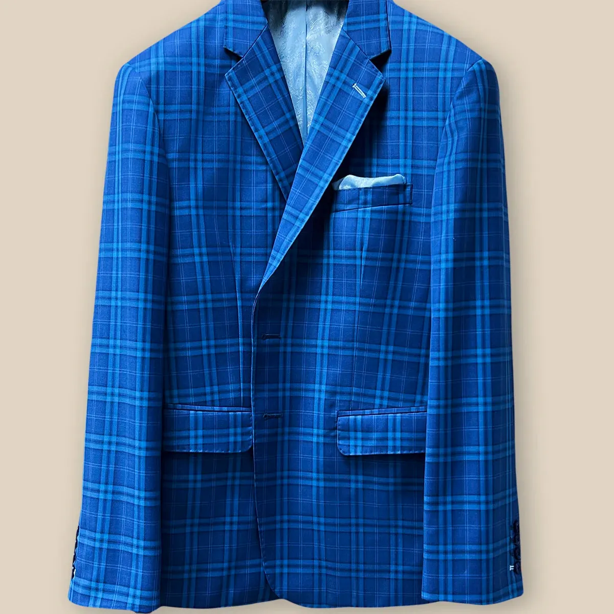 Westwood Hart Cobalt Blue Plaid Men's Sportcoat